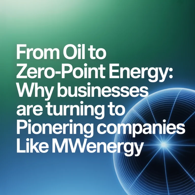 From Oil to Zero-Point Energy: Why Businesses Are Turning to Pioneering Companies Like MWEnergy